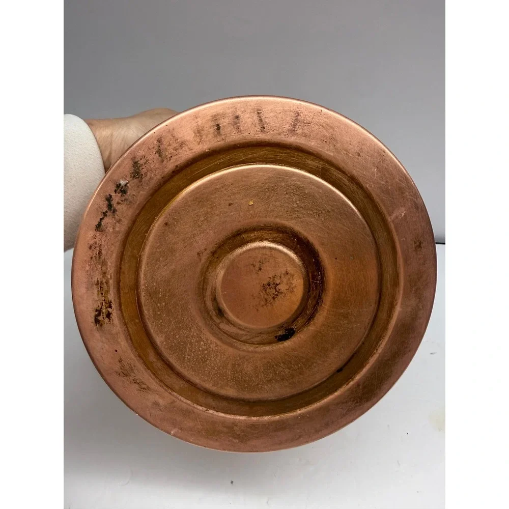 Vintage Copper Tea Kettle Brass Handle Fluted Thumbprint Design Rustic Decor